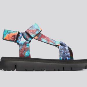 Camper Oruga Mens Blue Canvas Floral Sport Sandals Shoes Size 10